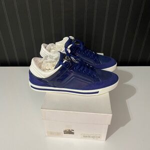 Versace Blue Leather High-Top Sneakers